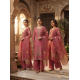 Glass chiffon trending fabric With glossy finish Pink
