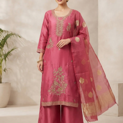 Glass chiffon trending fabric With glossy finish Pink