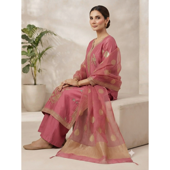 Glass chiffon trending fabric With glossy finish Pink