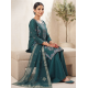 Heavy beads work Roman silk With glossy finish  & premium look color Teal