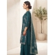 Heavy beads work Roman silk With glossy finish  & premium look color Teal
