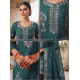 Heavy beads work Roman silk With glossy finish  & premium look color Teal