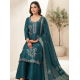 Heavy beads work Roman silk With glossy finish  & premium look color Teal