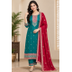 Femy Trend ethnic collection with this elegant Women Embroidered Kurta Pant with Dupatta Set Green Color