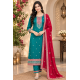Femy Trend ethnic collection with this elegant Women Embroidered Kurta Pant with Dupatta Set Green Color