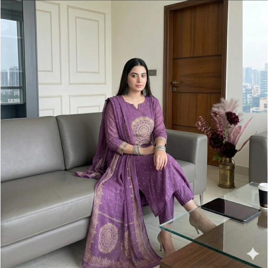Elevate your ethnic wardrobe with this elegant special suit set Violet