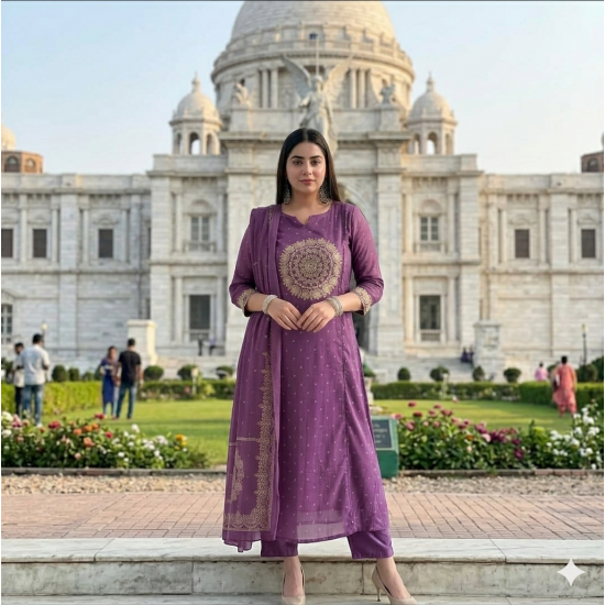 Elevate your ethnic wardrobe with this elegant special suit set Violet