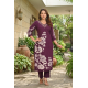 Kurta with V neck and beautifully design on neck in rayon silk fabric Violet