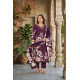 Kurta with V neck and beautifully design on neck in rayon silk fabric Violet