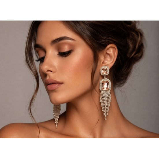 American Diamond(AD) Earrings Cubic Alloy Drops & Danglers - Pink