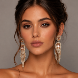 American Diamond(AD) Earrings Cubic Alloy Drops & Danglers - Pink