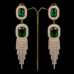 American Diamond(AD) Earrings Cubic Alloy Drops & Danglers - Green