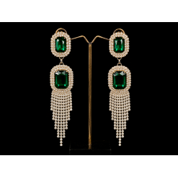 American Diamond(AD) Earrings Cubic Alloy Drops & Danglers - Green