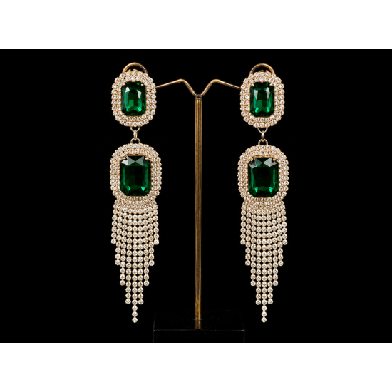 American Diamond(AD) Earrings Cubic Alloy Drops & Danglers - Green