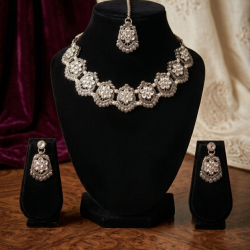 Oxidised Silver Brass Chokar Jewel Set