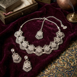 Oxidised Silver Brass Chokar Jewel Set