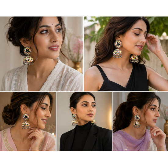 Colorful Jhumka Earrings Jhumki Earring- Multicolor