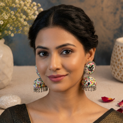 Colorful Jhumka Earrings Jhumki Earring- Multicolor