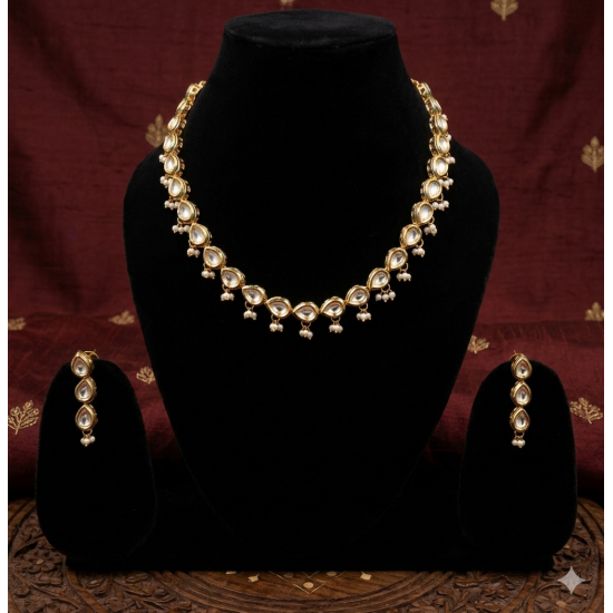 Traditional Kundan Bead Studded Polki Necklace Set