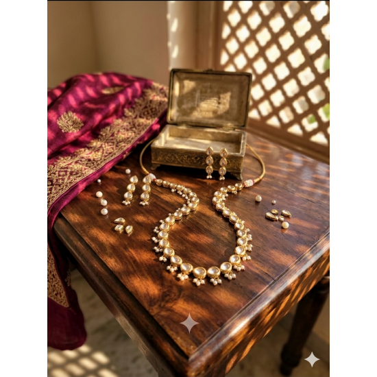 Traditional Kundan Bead Studded Polki Necklace Set