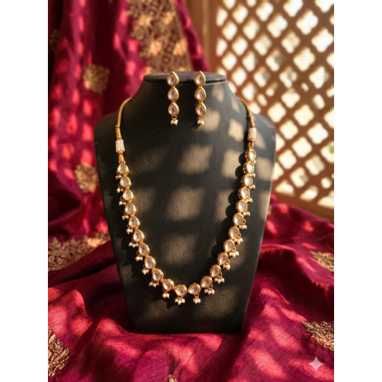 Traditional Kundan Bead Studded Polki Necklace Set