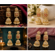 Kundan White Bead Jhumka Earrings | Heavy Party Wear Jewellery Beads Brass Jhumki Earring-Red