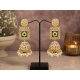 Kundan White Bead Jhumka Earrings | Heavy Party Wear Jewellery Beads Brass Jhumki Earring-Green