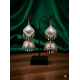 Oxidized Silver Mirror Work Jhumka Earrings with Beaded Danglers