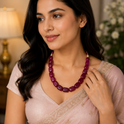 Jaipur Gemstone Necklace-Maroon