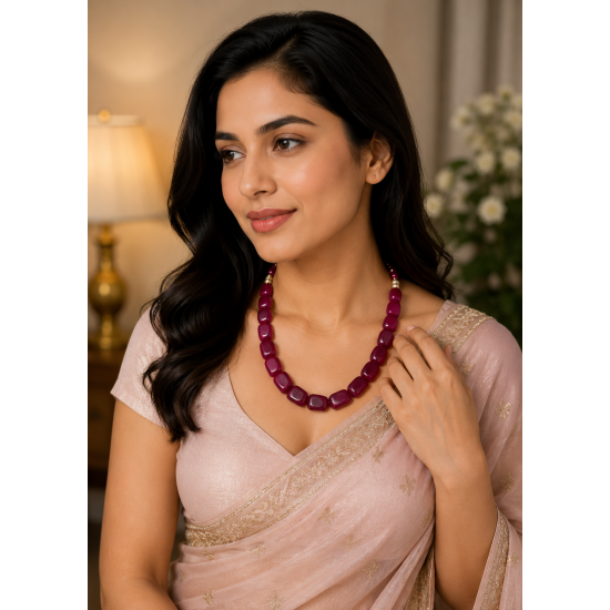 Jaipur Gemstone Necklace-Maroon