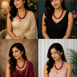 Jaipur Gemstone Necklace-Maroon