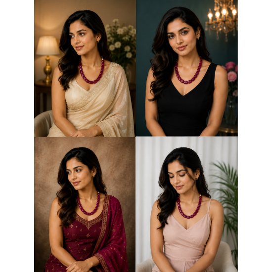Jaipur Gemstone Necklace-Maroon