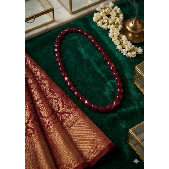 Jaipur Gemstone Necklace-Maroon