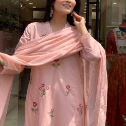 Straight Kurti with plazzo & dupatta