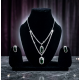 Brass Rhodium AD Double Layered Pendent Set-Green