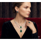 Brass Rhodium AD Double Layered Pendent Set-Green