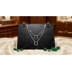 Brass Rhodium AD Double Layered Pendent Set-Green