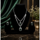 Brass Rhodium AD Double Layered Pendent Set-Green