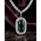 Brass Rhodium AD Double Layered Pendent Set-Green