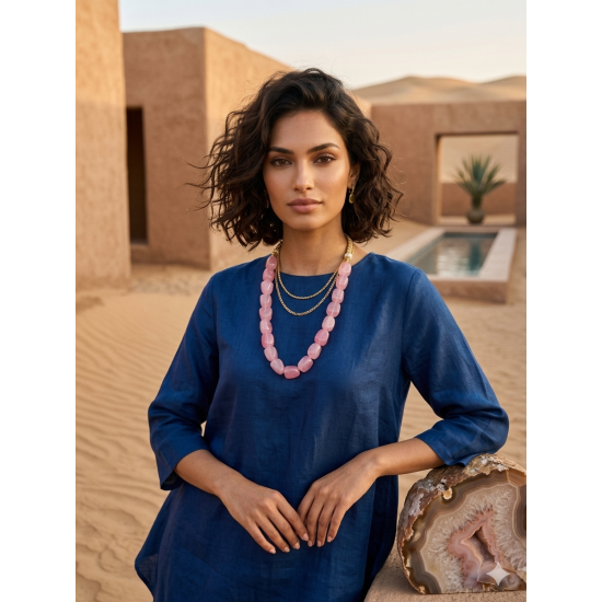 Jaipur Gemstone Necklace-Pink