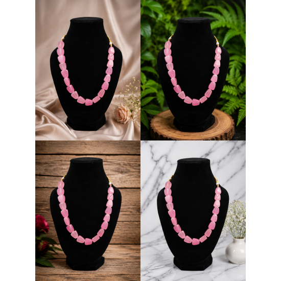 Jaipur Gemstone Necklace-Pink