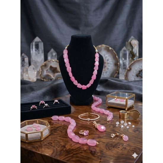 Jaipur Gemstone Necklace-Pink