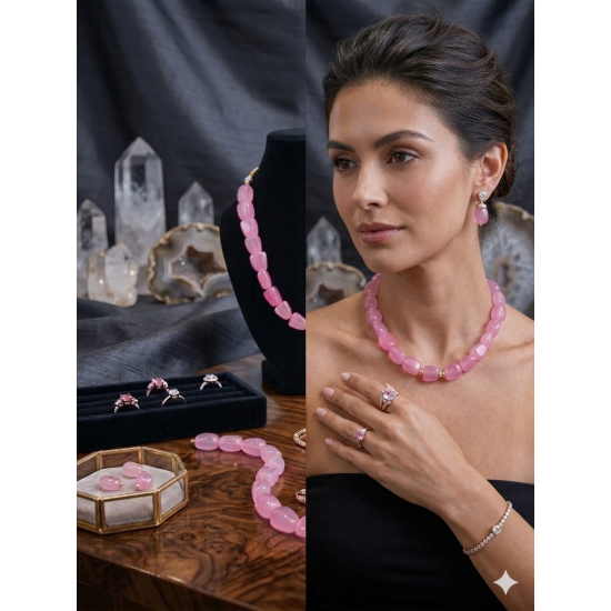 Jaipur Gemstone Necklace-Pink