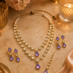 Kundan Necklace set_Express your love and emotions for each other by wearing this jewelry-Purple