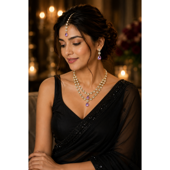 Kundan Necklace set_Express your love and emotions for each other by wearing this jewelry-Purple
