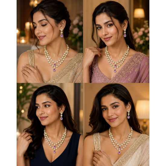 Kundan Necklace set_Express your love and emotions for each other by wearing this jewelry-Purple