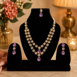 Kundan Necklace set_Express your love and emotions for each other by wearing this jewelry-Purple