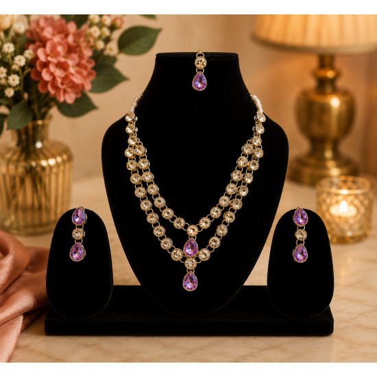 Kundan Necklace set_Express your love and emotions for each other by wearing this jewelry-Purple
