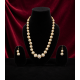 Antique gold-toned Ball necklace with matching filigree drop earrings-White
