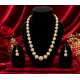 Antique gold-toned Ball necklace with matching filigree drop earrings-White